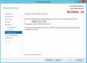 تاریخ اعتبار CA SERVER