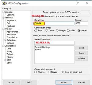اتصال به سویچ از طریق putty